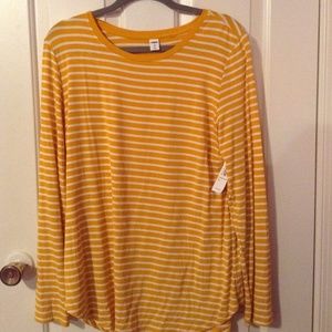 Long sleeve yellow and white shirt